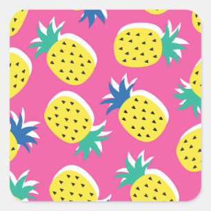 Sticker Carré Ananas Couleurs folles : Pop-Art chilien.