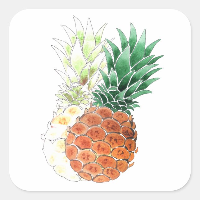 Sticker Carré Ananas, couple doux, (Devant)