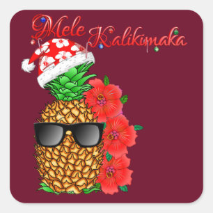 Sticker Carré Ananas de Noël de Mele Kalikimaka