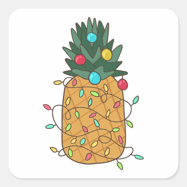 Sticker Carré Ananas de Noël tropical (Devant)