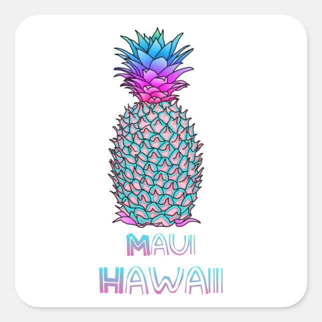 Sticker Carré Ananas Maui Hawaii (Devant)