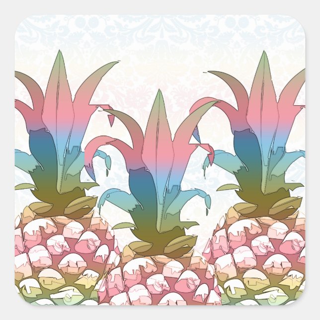 Sticker Carré Ananas Pastel Gradient ID246 (Devant)