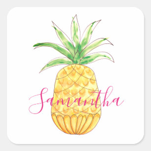 Sticker Carré Ananas personnalisé