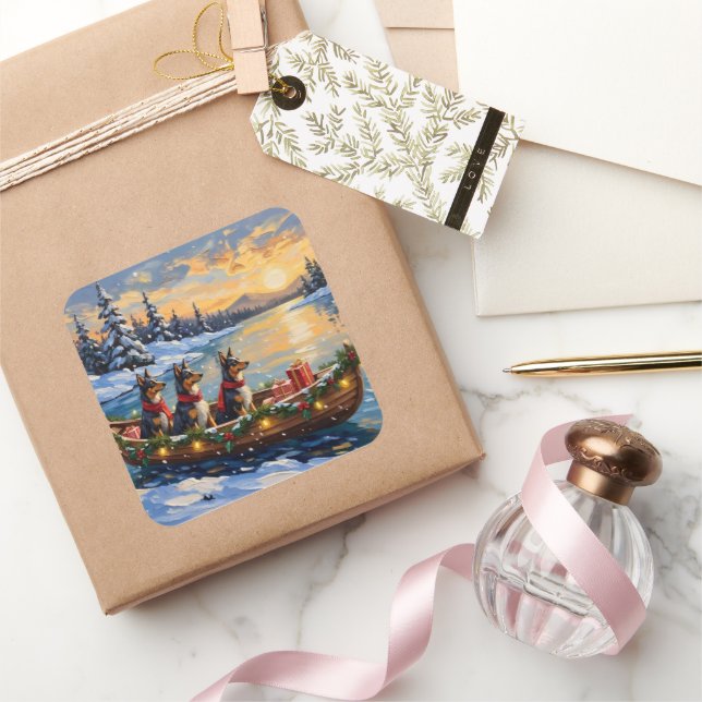 Sticker Carré Anatolian Shepherd Christmas Boat Holiday (Cadeaux)