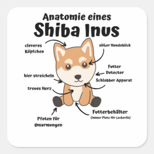 Sticker Carré Anatomie D'Un Chien Doux Shiba Inus Chien Chien Ch