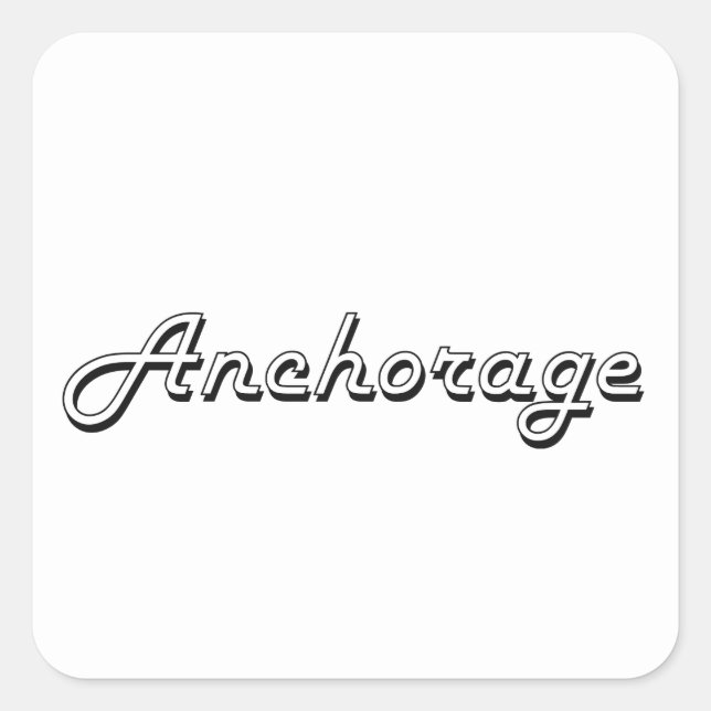 Sticker Carré Anchorage Alaska Classic Retro Design (Devant)