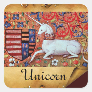 STICKER CARRÉ ANCIEN PARCHEMENT BROWN UNICORN