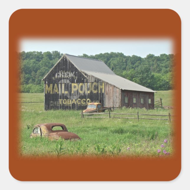 Sticker Carré Ancienne grange Pochette de courrier Tabac publici (Devant)