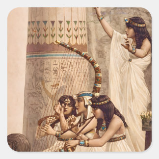 Sticker Carré Ancient Egyptian Temple Musicians 