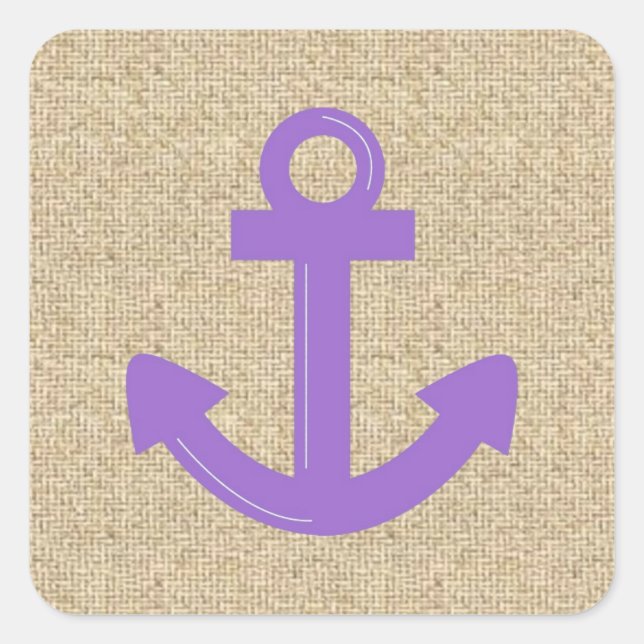Sticker Carré Ancrage de bateau à burlap violet (Devant)