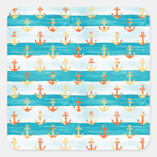 Sticker Carré Ancrages Abstraits : motif à bande aquarelle.