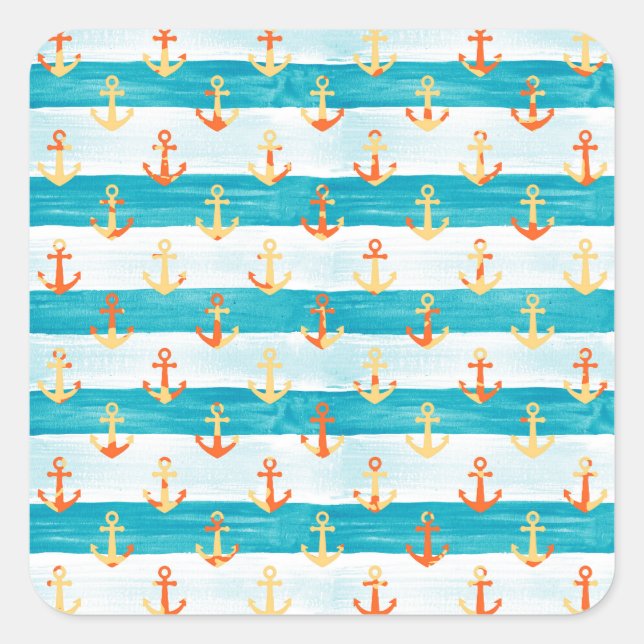 Sticker Carré Ancrages Abstraits : motif à bande aquarelle. (Devant)