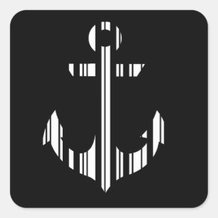 Sticker Carré ANCRE BAR CODE Bateau Code-barre Motif Conception
