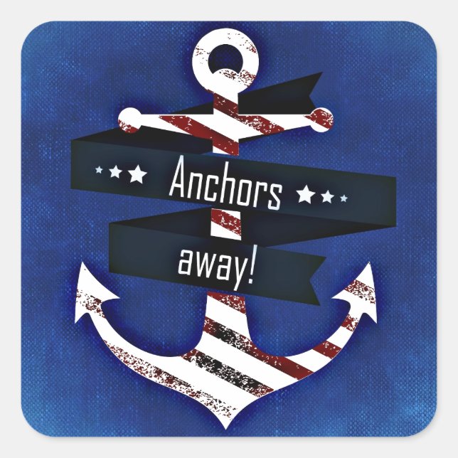 Sticker Carré Ancre marine Blue Nautical (Devant)