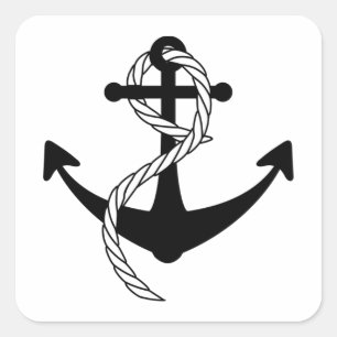 Sticker Carré Ancre noir et blanc