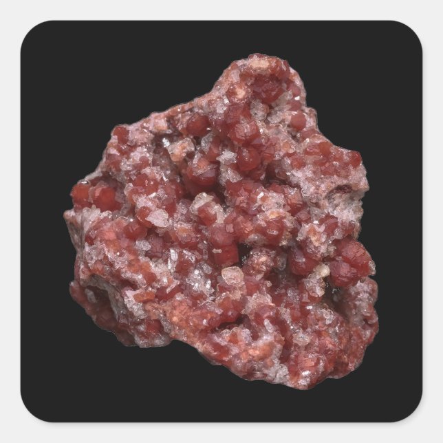 Sticker Carré Andradite Garnet et Calcite Cluster (Devant)