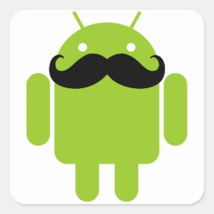 Sticker Carré Android Robot Moustache