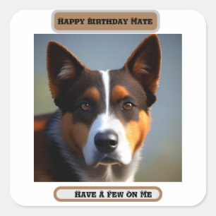 Sticker Carré Andy The Australian Blue Heeler,