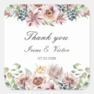 Sticker Carré Anemone Blush Dusty palette mariage merci