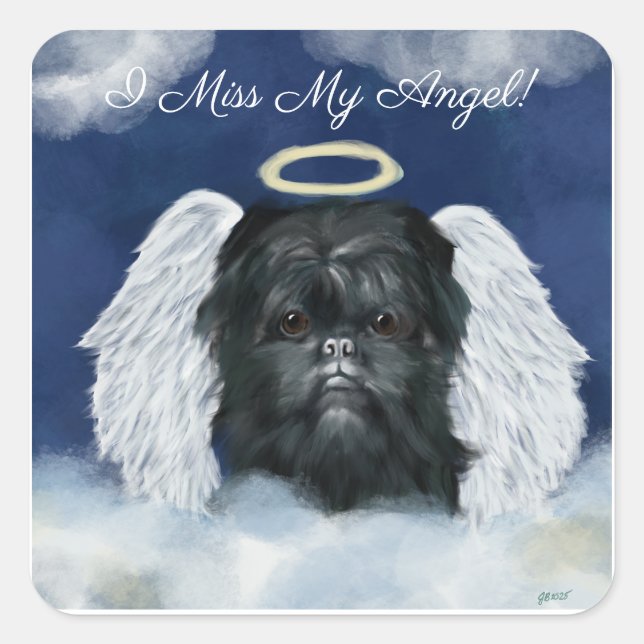 Sticker Carré Ange Affenpinscher   (Devant)