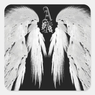 Sticker Carré ANGE AILES Black Céleste Holly Monogramme