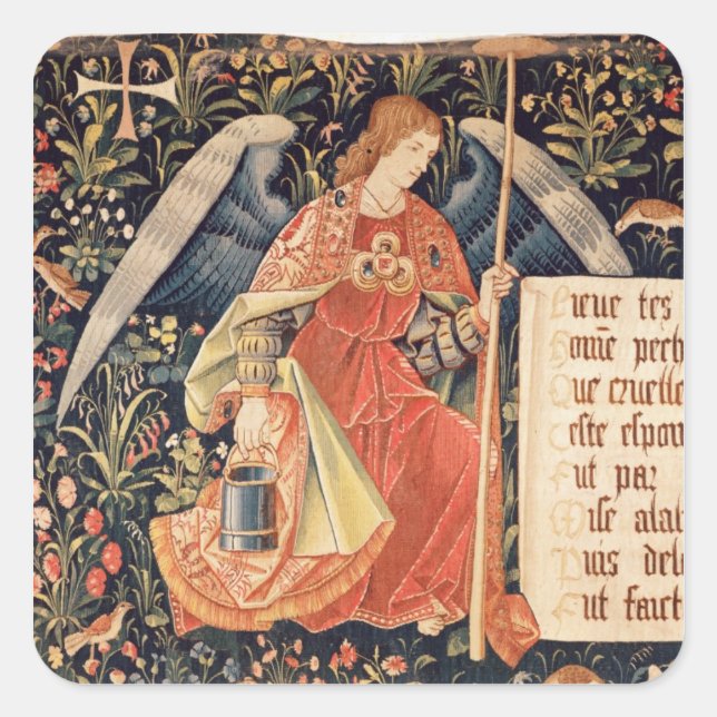 Sticker Carré Ange avec une éponge attachée à une tige (Devant)