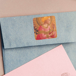 Sticker Carré Ange chrétien d'or rose vintage