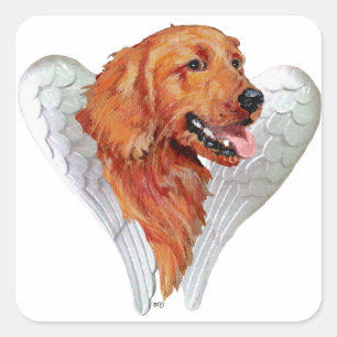 Sticker Carré Ange Golden Retriever