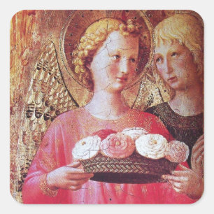 STICKER CARRÉ ANGEL AVEC ROSES