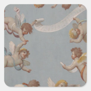 Sticker Carré Angel Cherubs Renaissance lunaire