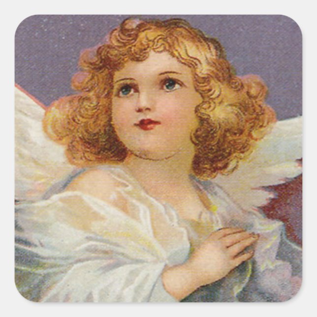 Sticker Carré Angel de prière vintage (Devant)