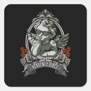 Sticker Carré Angel Dreamy Heaveny Vibes Cool tatouage Art