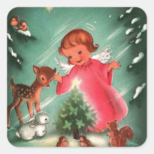 Sticker Carré Angel En Forêt