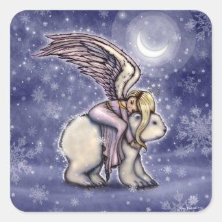 Sticker Carré Angel équitation Polar Ours Noël