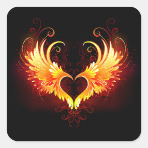 Sticker Carré Angel Fire Heart with Wings
