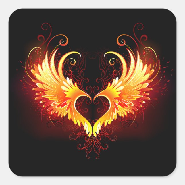 Sticker Carré Angel Fire Heart with Wings (Devant)