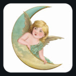 Sticker Carré Angel Moon<br><div class="desc">angel baby cupid,  luxury child painting paint,  art faith party sweet,  cloud merry xmas sky,  vintage heaven wings girl ,  lovely little clouds cute,  drawing valentine feather cherub,  guardian beautiful cheerful christmas,  love moon illustration et</div>