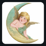 Sticker Carré Angel Moon<br><div class="desc">angel baby cupid,  luxury child painting paint,  art faith party sweet,  cloud merry xmas sky,  vintage heaven wings girl ,  lovely little clouds cute,  drawing valentine feather cherub,  guardian beautiful cheerful christmas,  love moon illustration et</div>