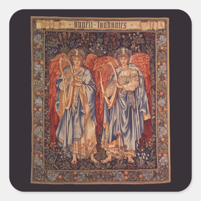 Sticker Carré Angeli Laudantes par Sir Edward Coley Burne Jones (Devant)