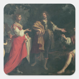 Sticker Carré Angelica and the Moor, Medoro, 1634 (huile sur toi