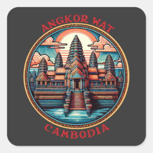 Sticker Carré Angkor Vat, Cambodge