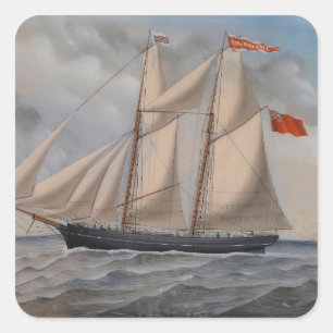 Sticker Carré Anglais brig 'Persévérance de Fowey
