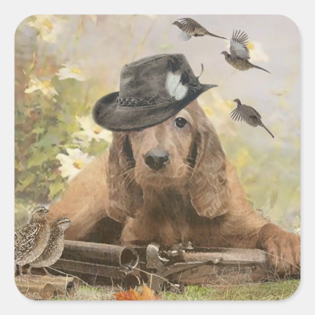 Sticker Carré Anglais Cocker Spaniel (Devant)