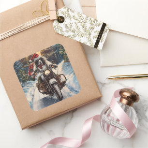 Sticker Carré Anglais Setter Chien équitation Moto Noël