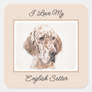 Sticker Carré Anglais Setter Orange Belton Peinture Chien Art