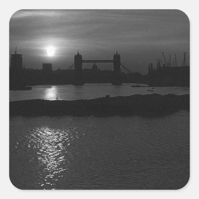 Sticker Carré Angleterre London sunset Tower Bridge 1970 (Devant)