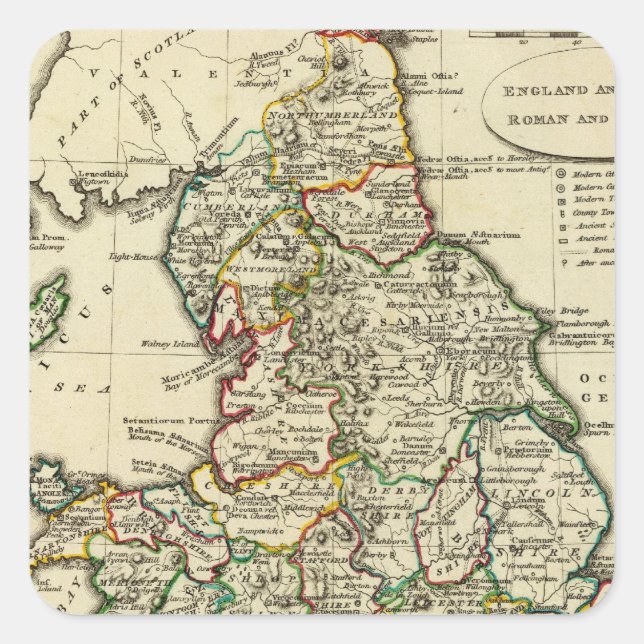 Sticker Carré Angleterre, Pays de Galles romains, moderne (Devant)