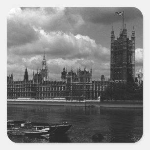 Sticker Carré Angleterre vintage Londres maisons du parlement 70