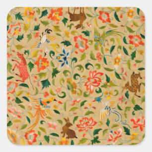 Sticker Carré Animal Antique Cheval Oiseau Deer Rabbit