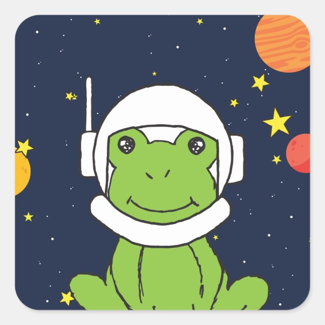 Sticker Carré Animal de l'astronaute de grenouille avec Clipart  (Devant)